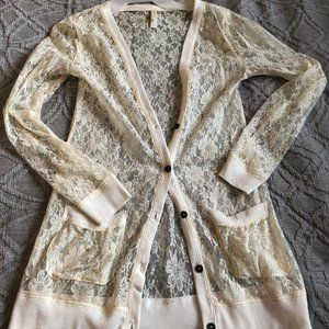 Sheer lace cardigan size medium